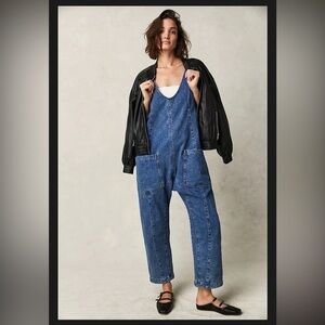 ⭐️NWT Free People We The Free High Roller Sapphire Blue Jumpsuit Sz S